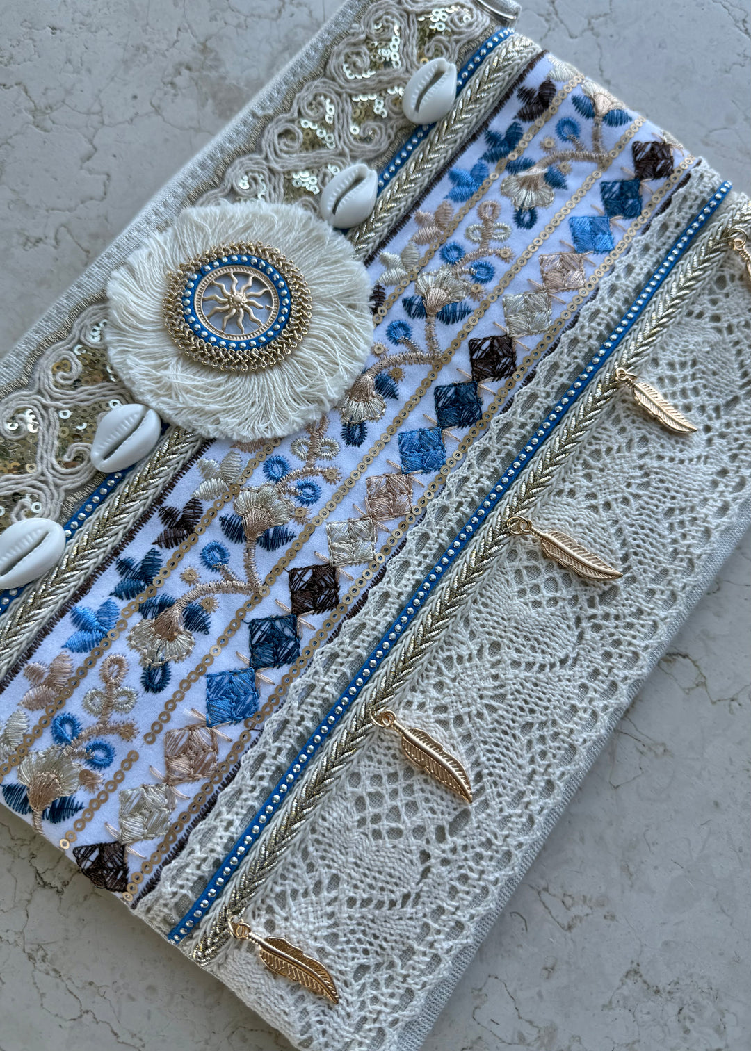 Blue Embroidered Venice Bag