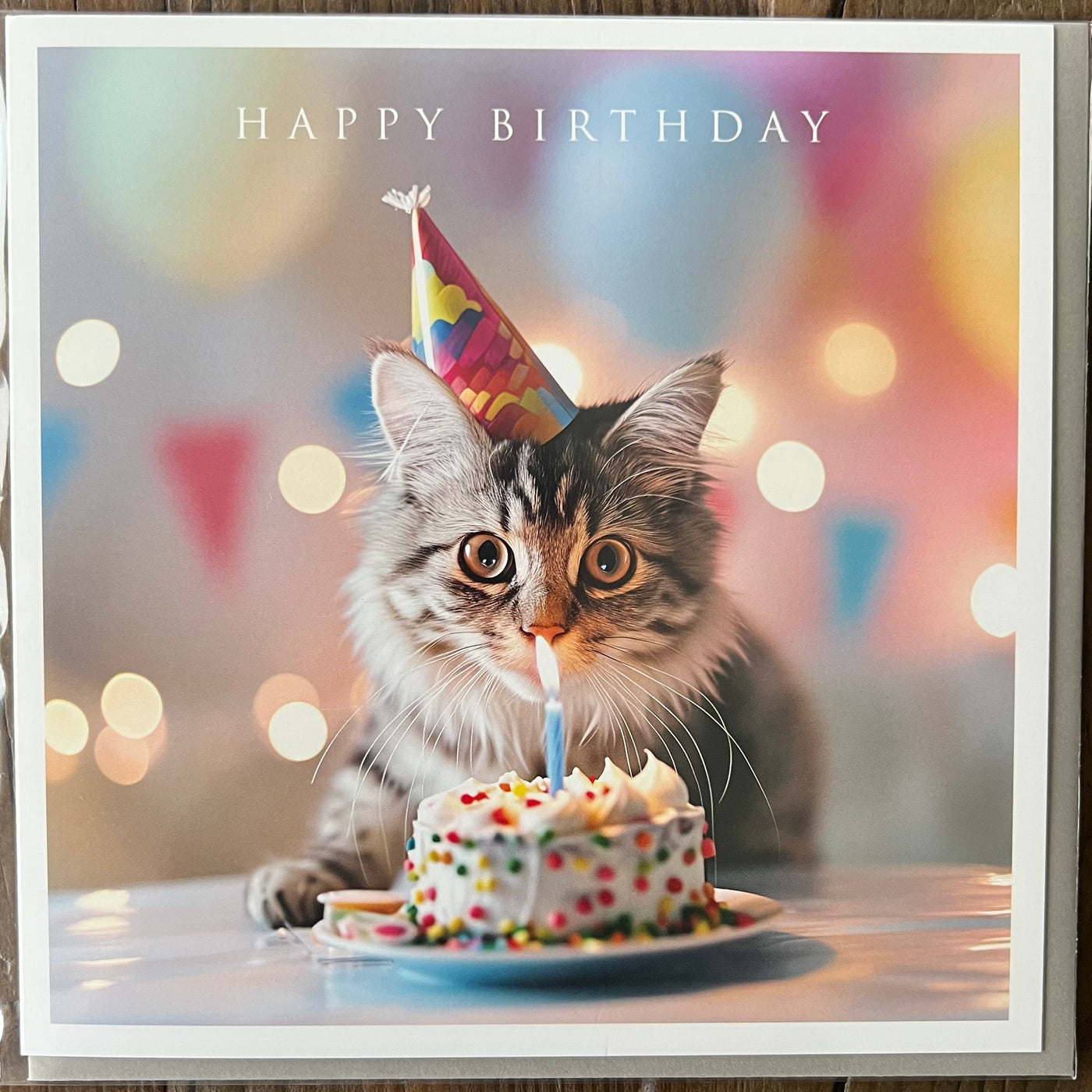 Cat & Candle Happy Birthday Card