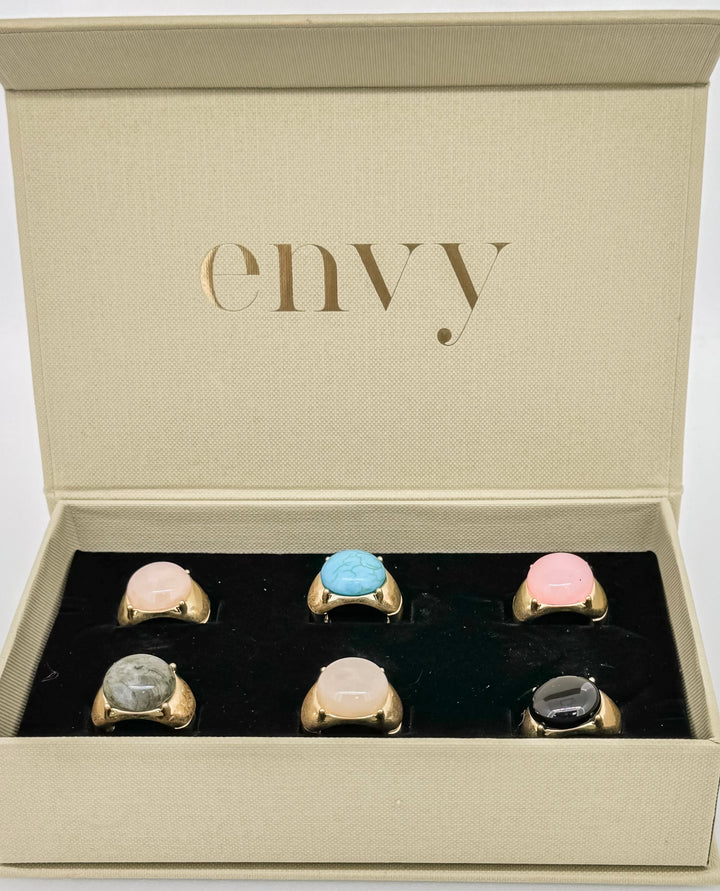 Gold Elasticated Stone Ring