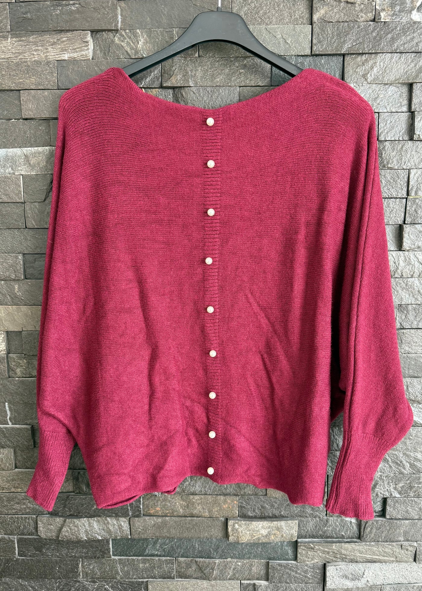 Wine Pearl Back Jumper