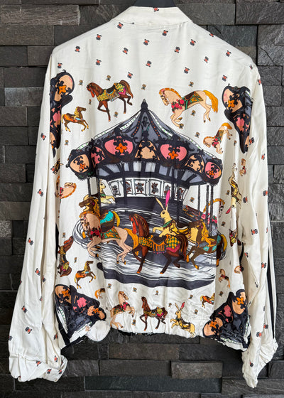 Silk Mix Roundabout Bomber Jacket - Black