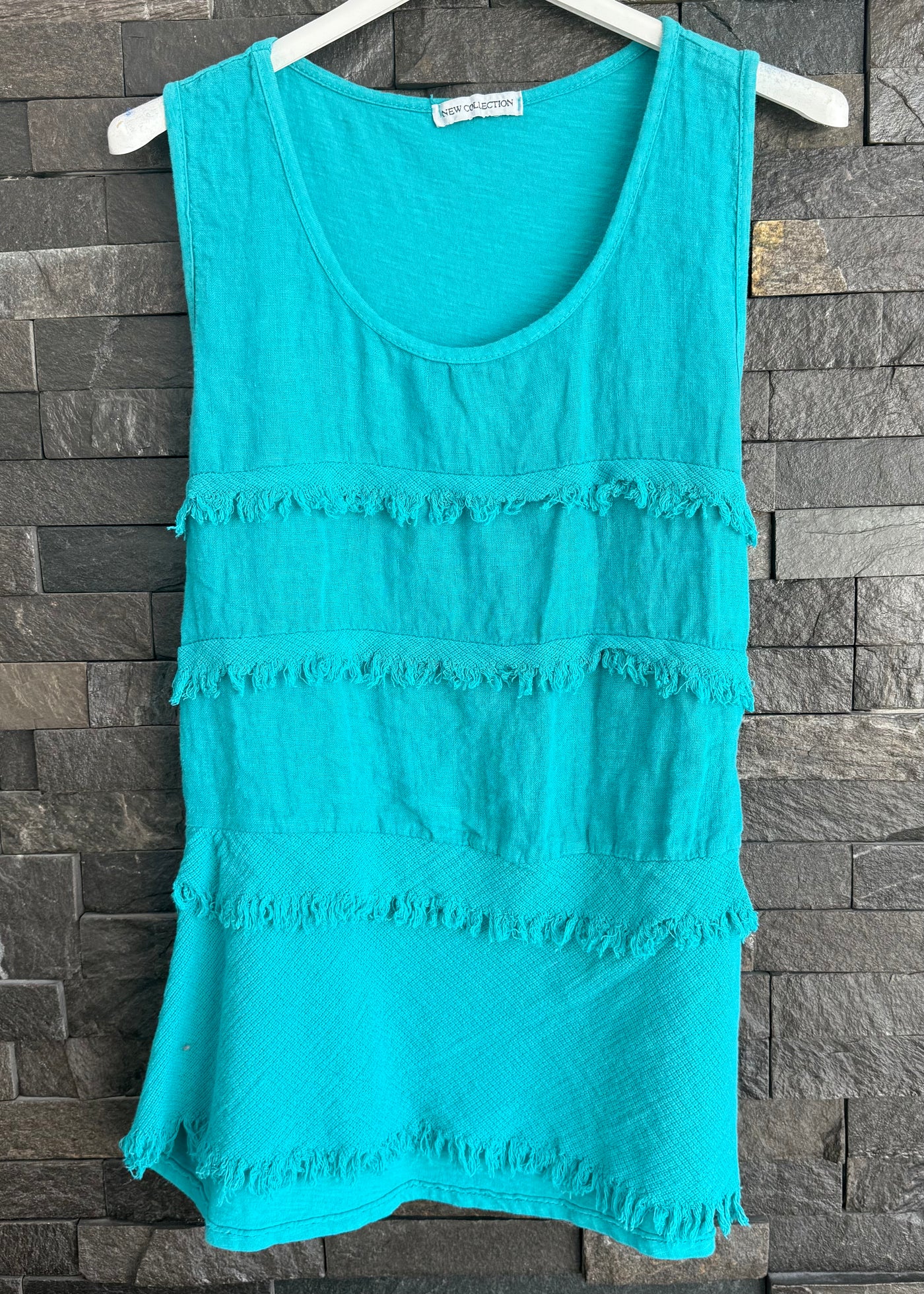 Teal Ruffle Front Vest