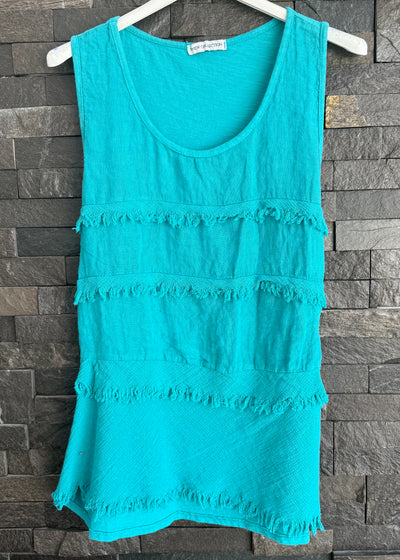 Teal Ruffle Front Vest