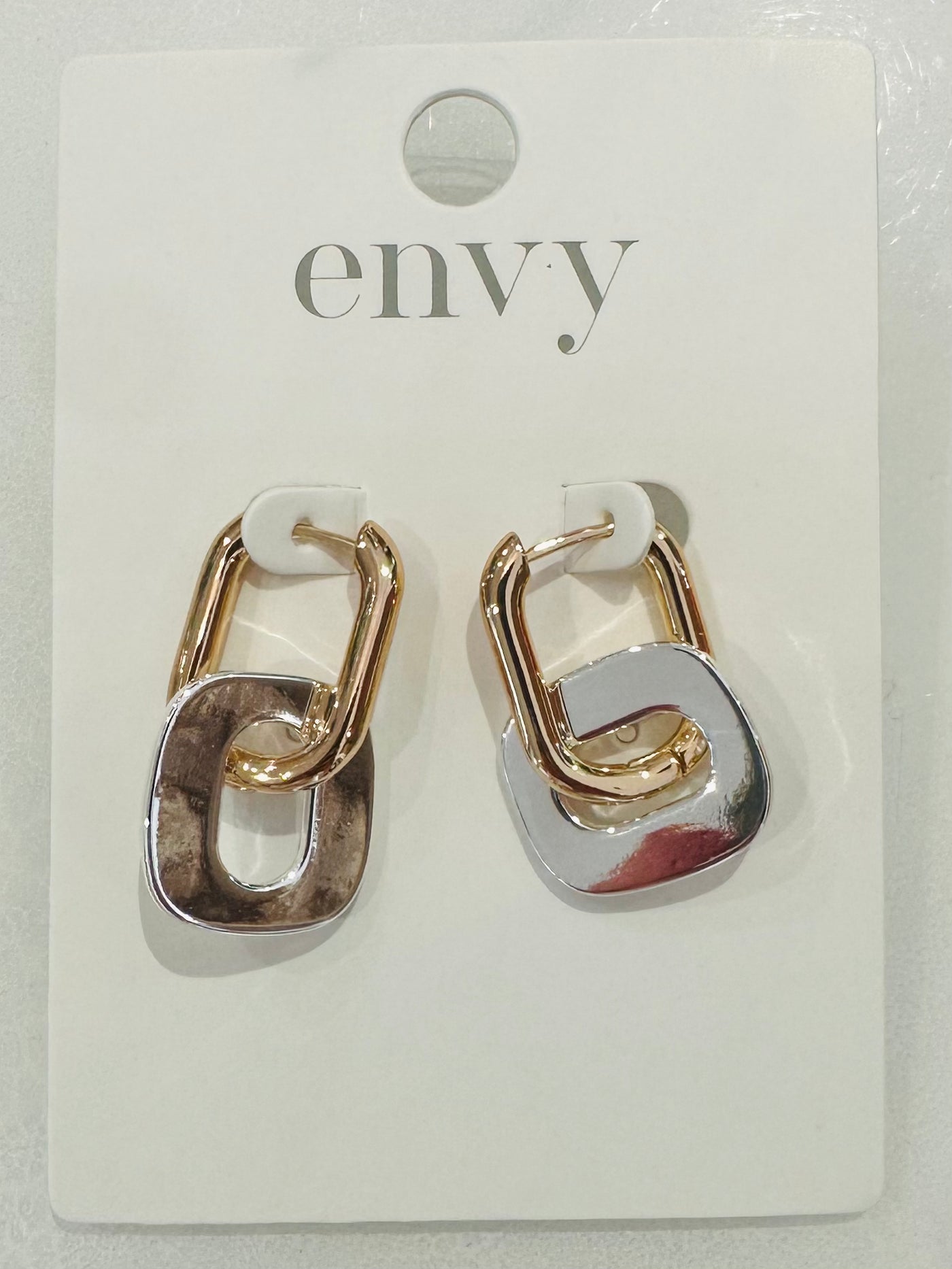 Two Tone Link Hoop Earrings