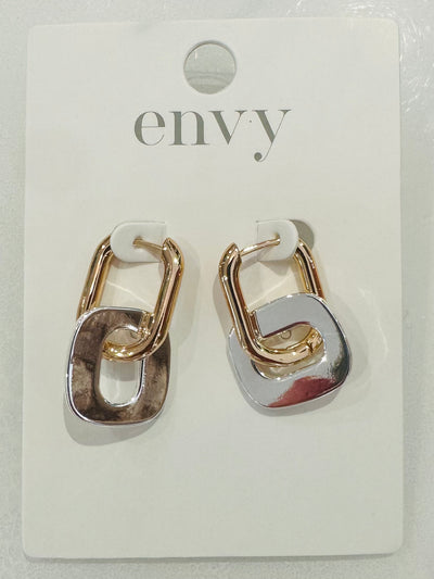 Two Tone Link Hoop Earrings