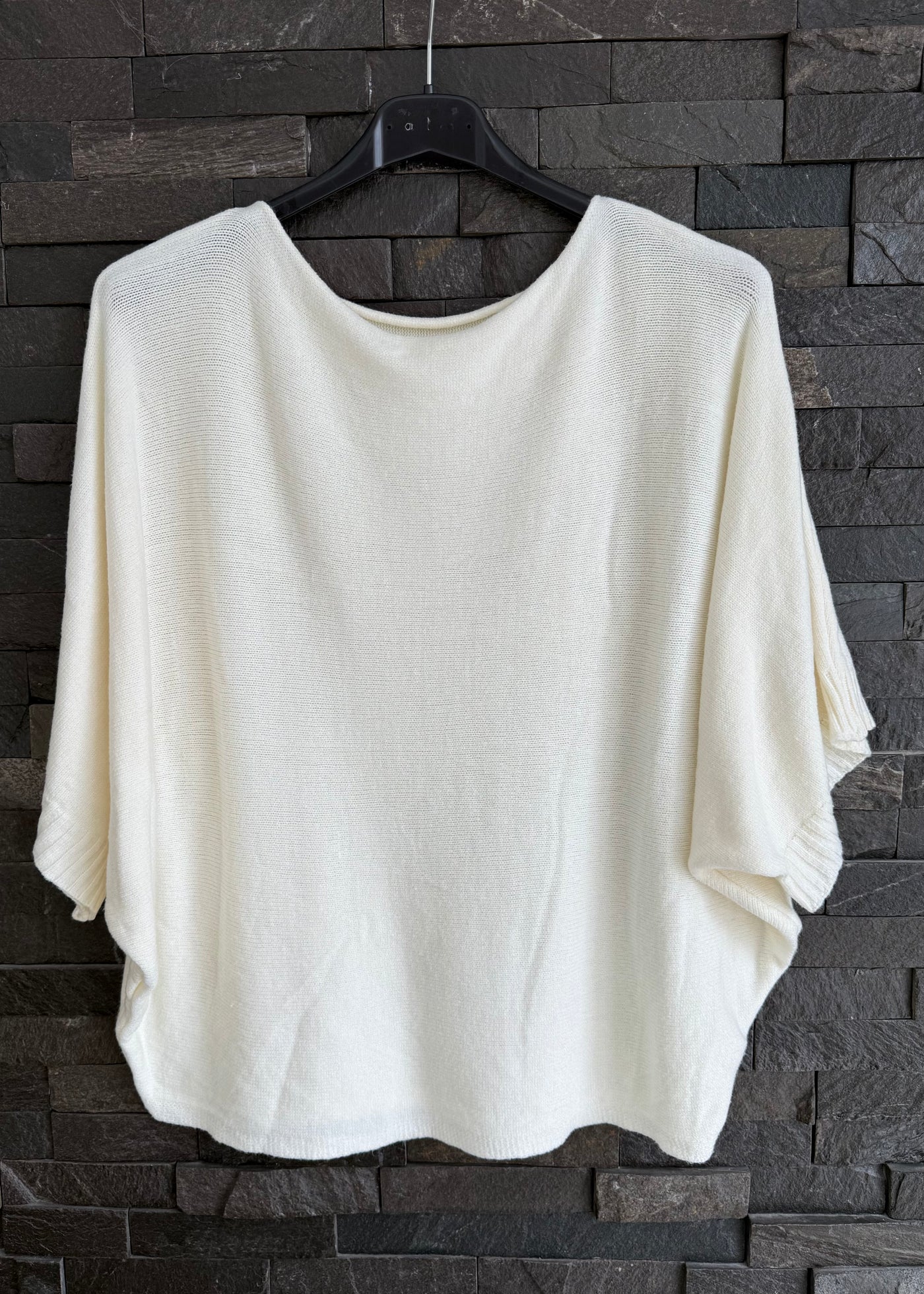 Cream Rib Edge Sleeve Jumper