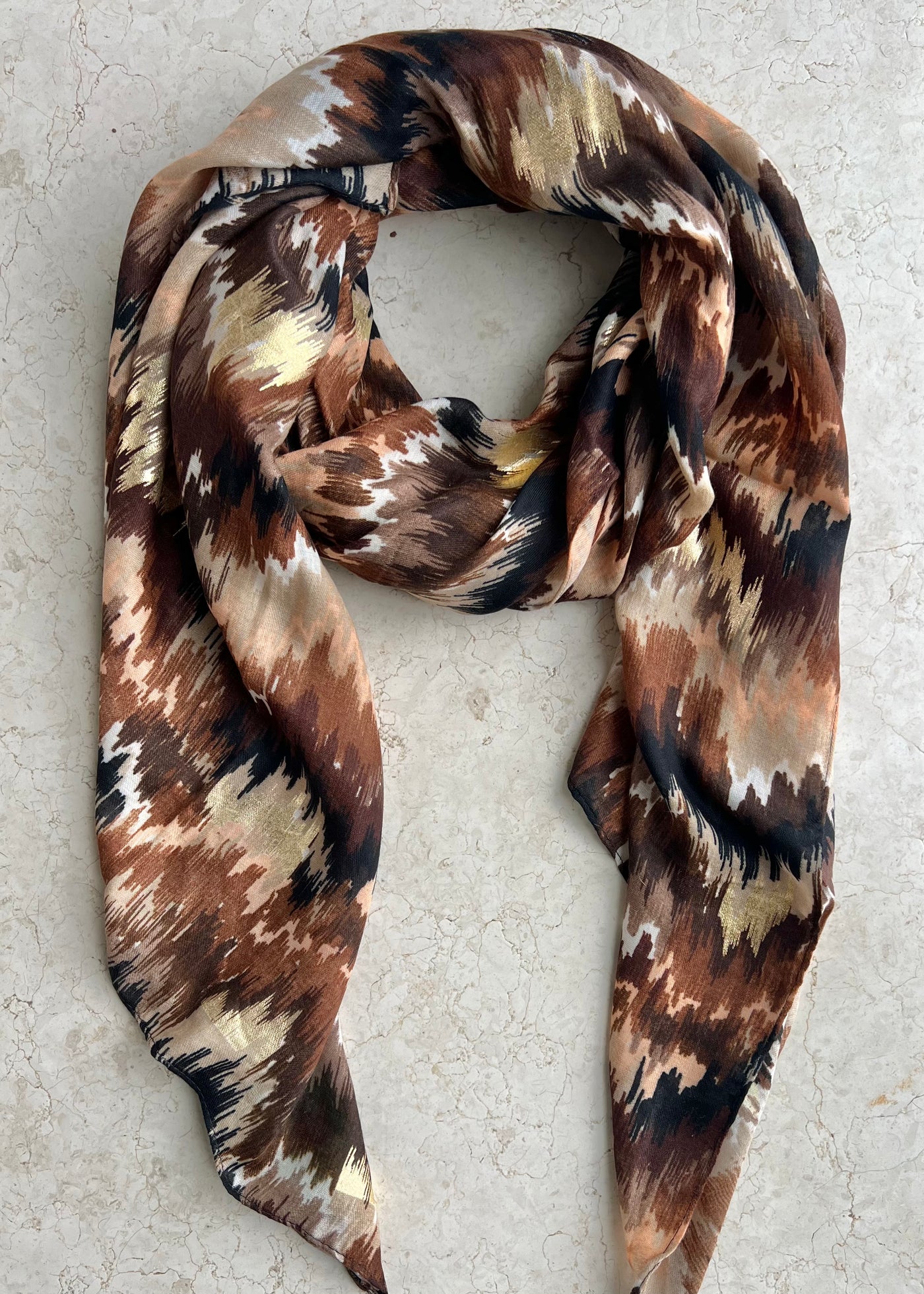 Tan & Gold Ziggy Scarf