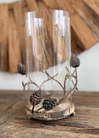 *Click & Collect Only* Distressed Pine Cone Large Hurricane Holder