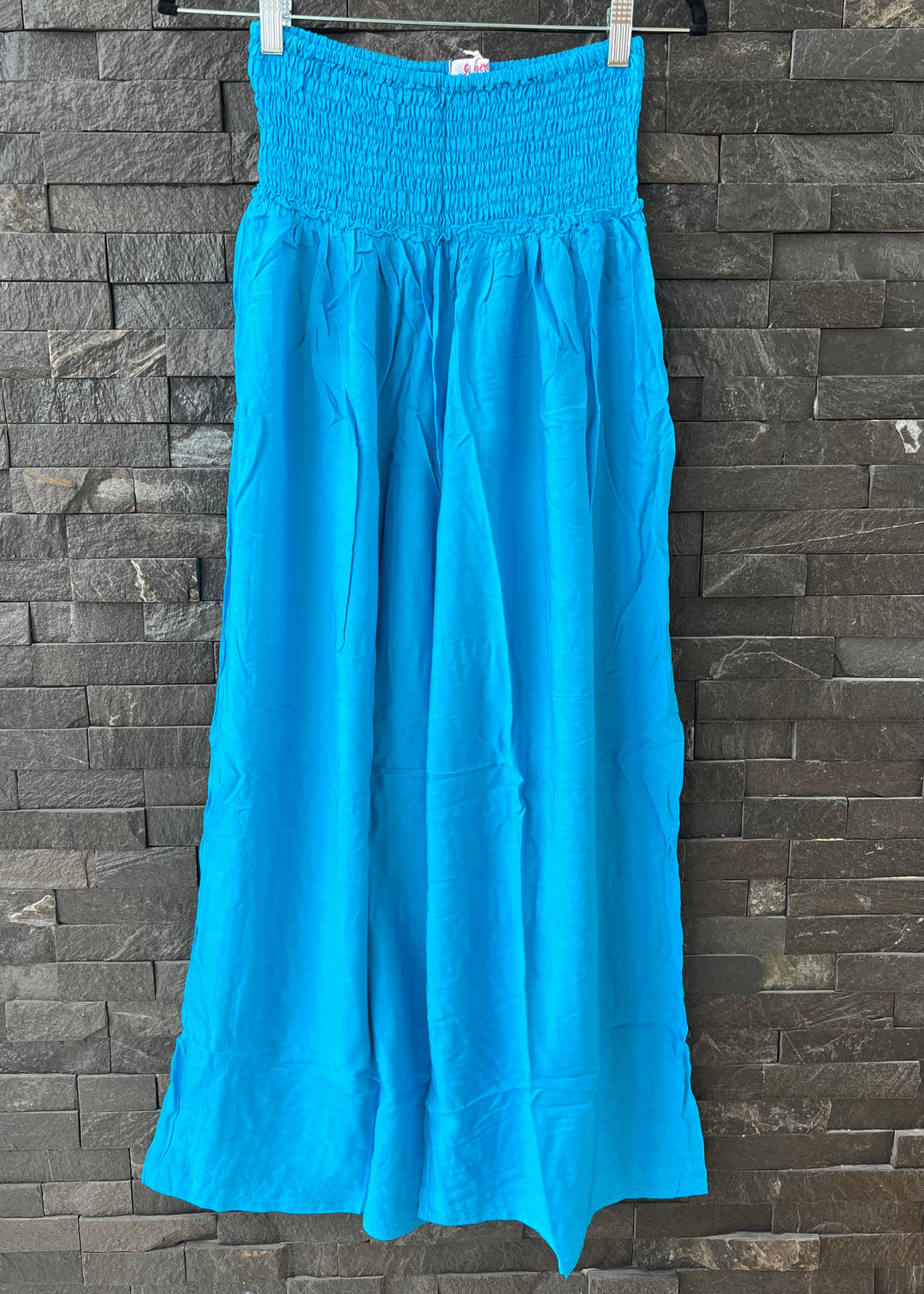Turquoise Shirred Waist Trousers