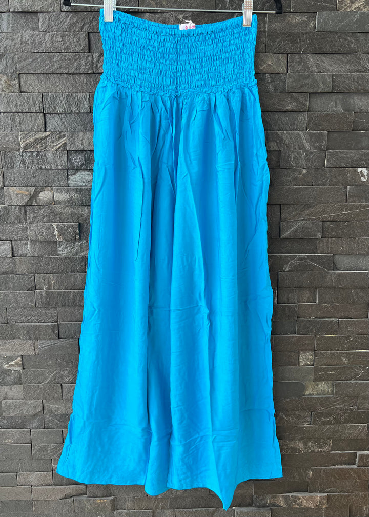 Turquoise Shirred Waist Trousers