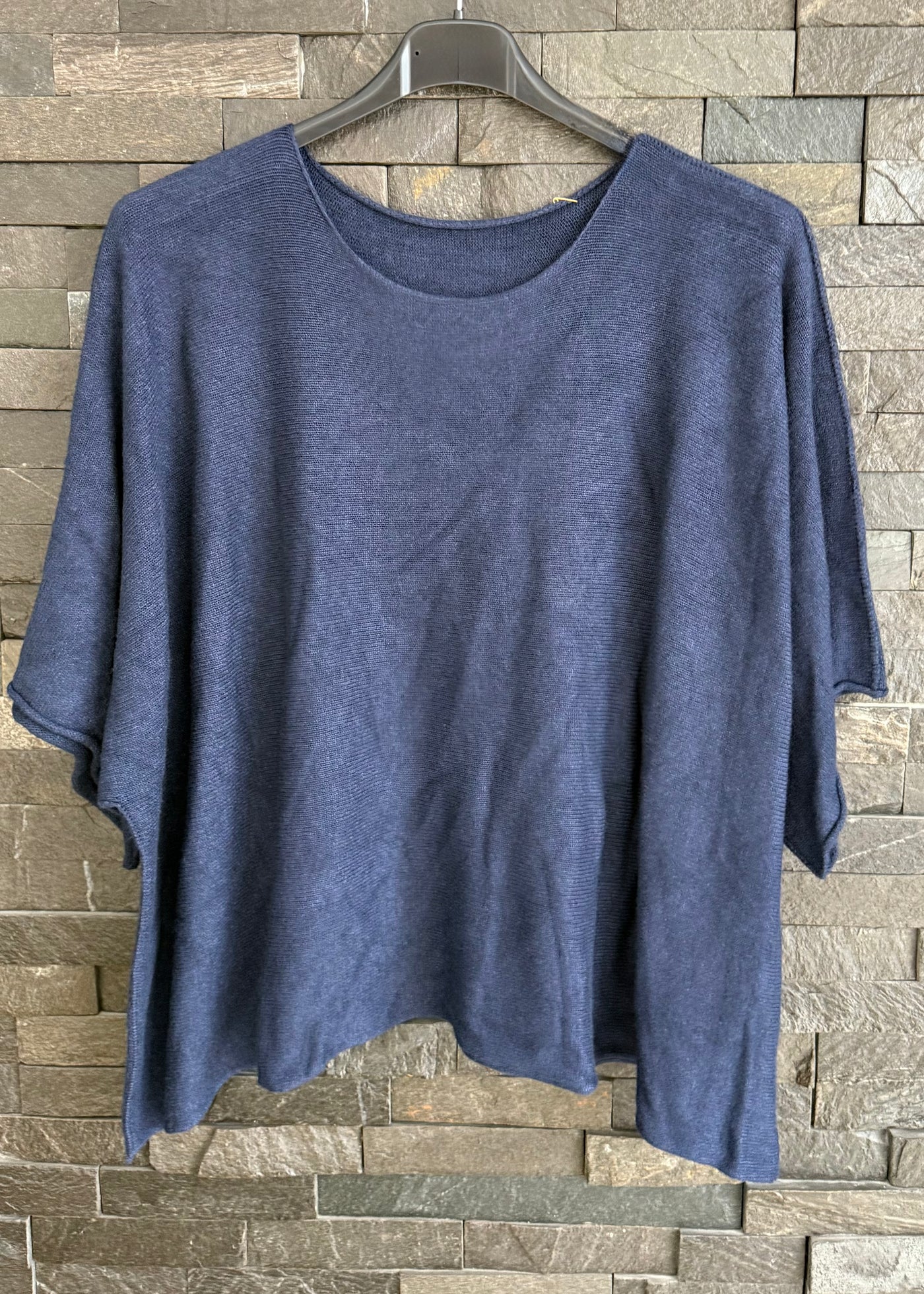 Navy Blue Short Sleeved Jumper