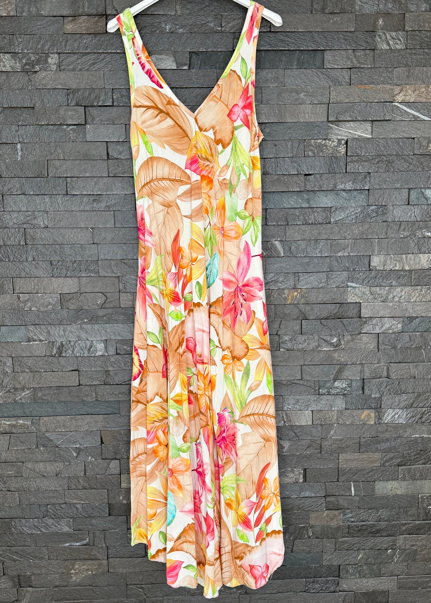 Tan Floral Hawaii Dress