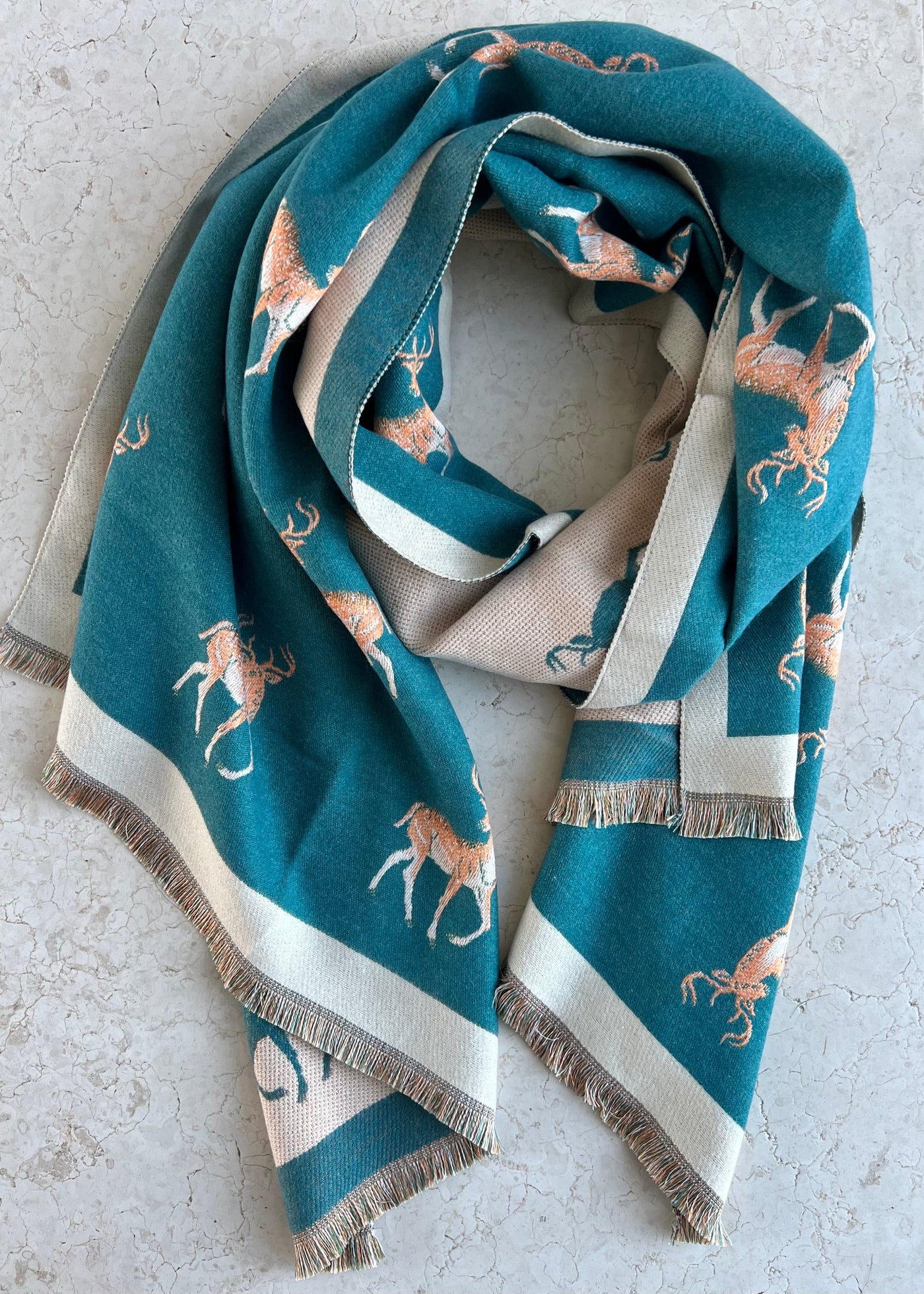 Teal Stag Scarf