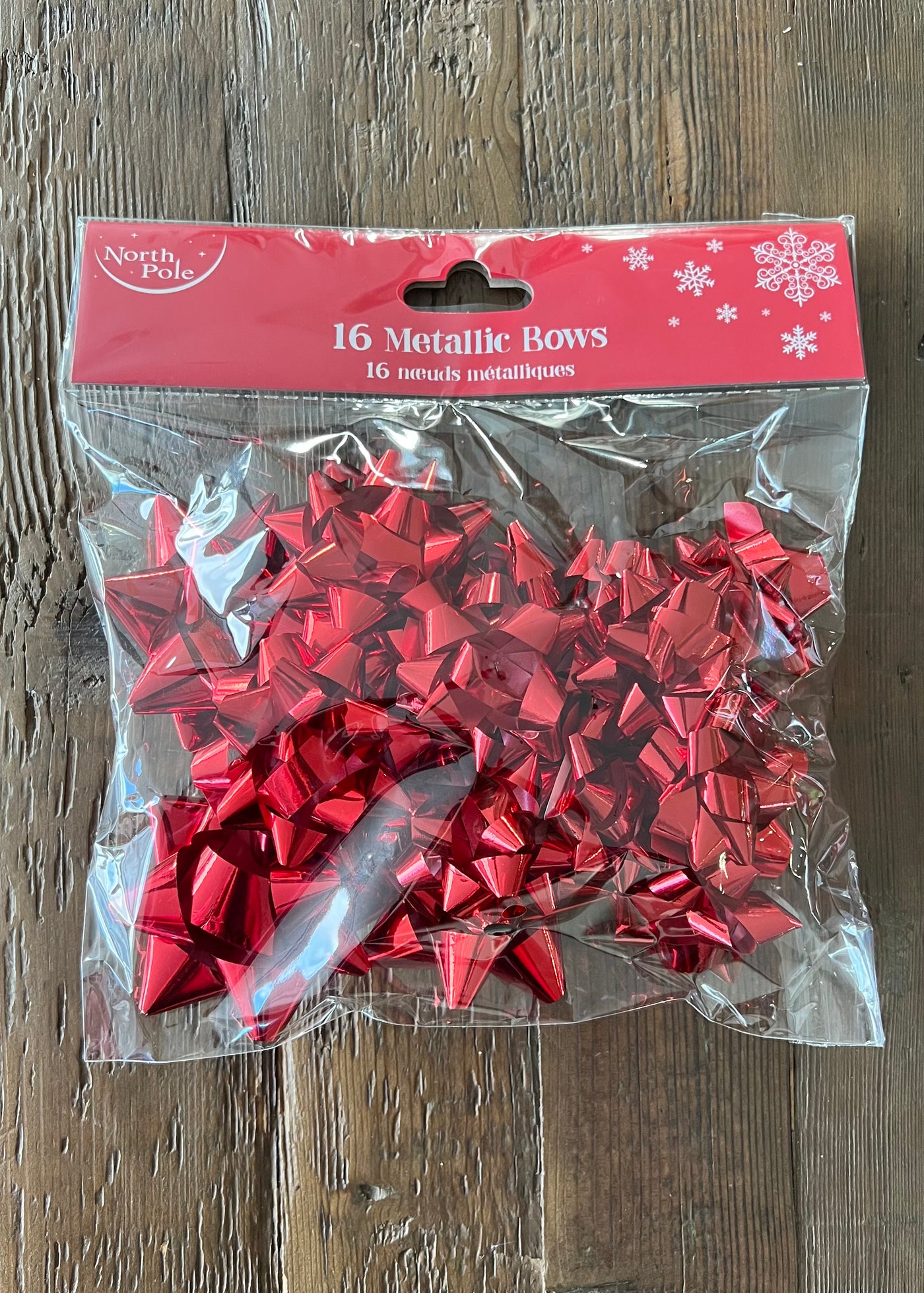 16 Red Metallic Bows