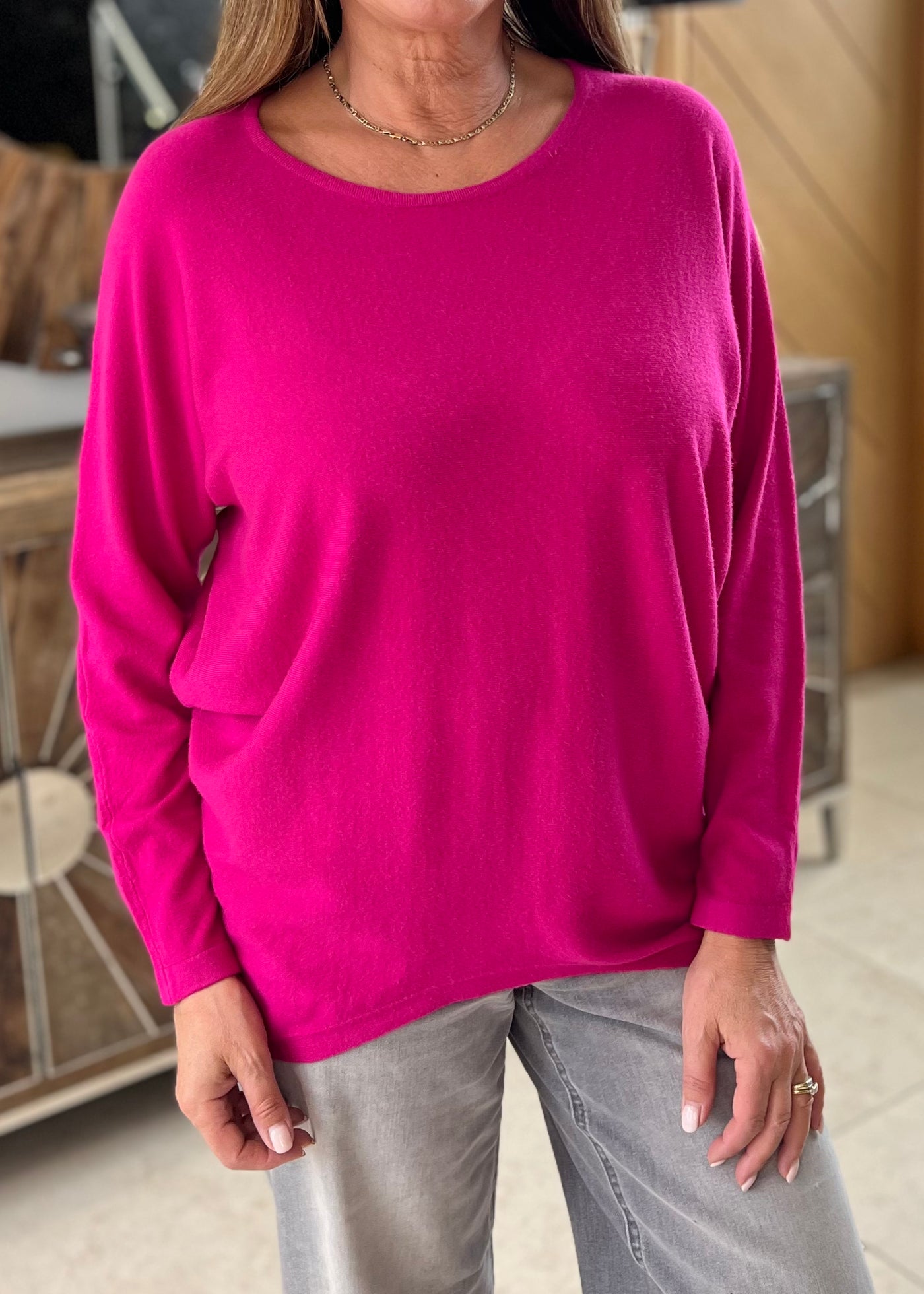 Fuchsia Super Soft Batwing Top