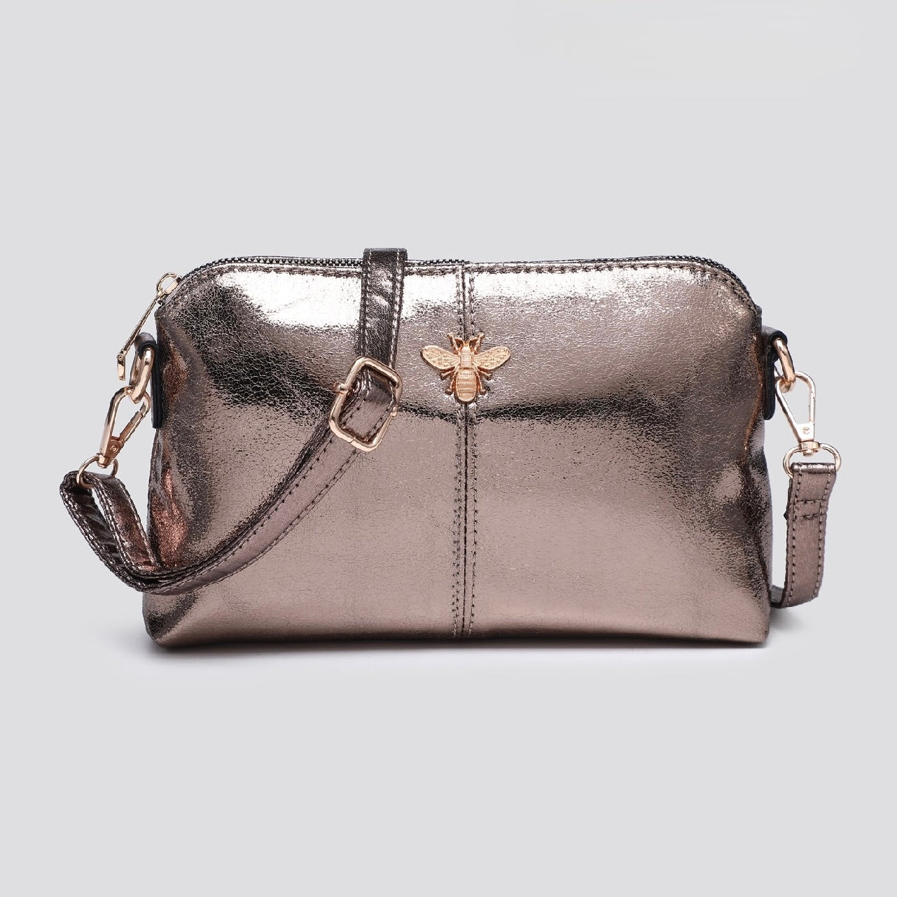 Pewter Metallic Bee Bag
