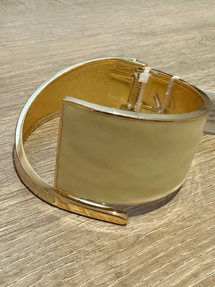 Gold & Cream Asymmetric Bangle