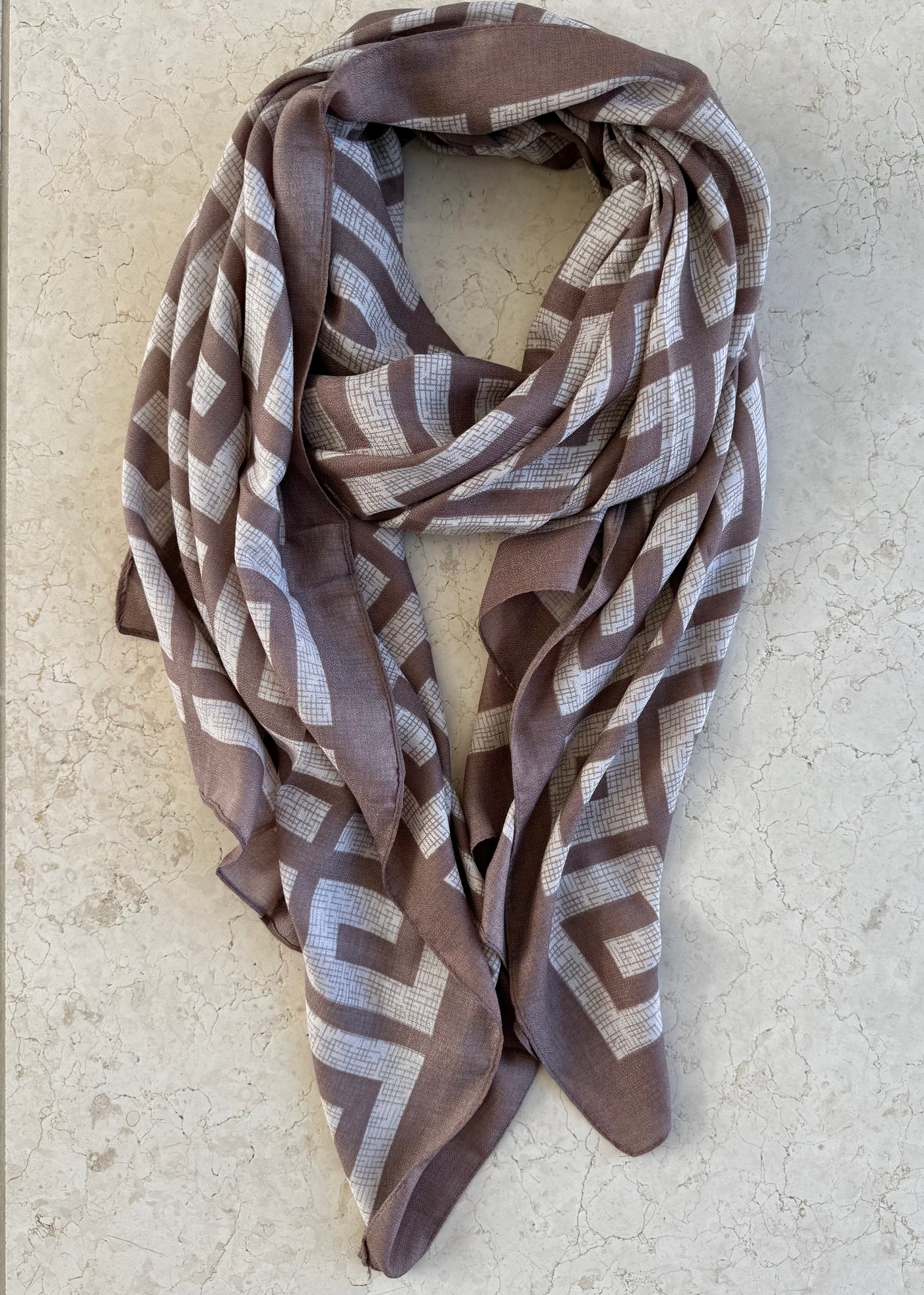 Mocha & Stone Grecian Scarf
