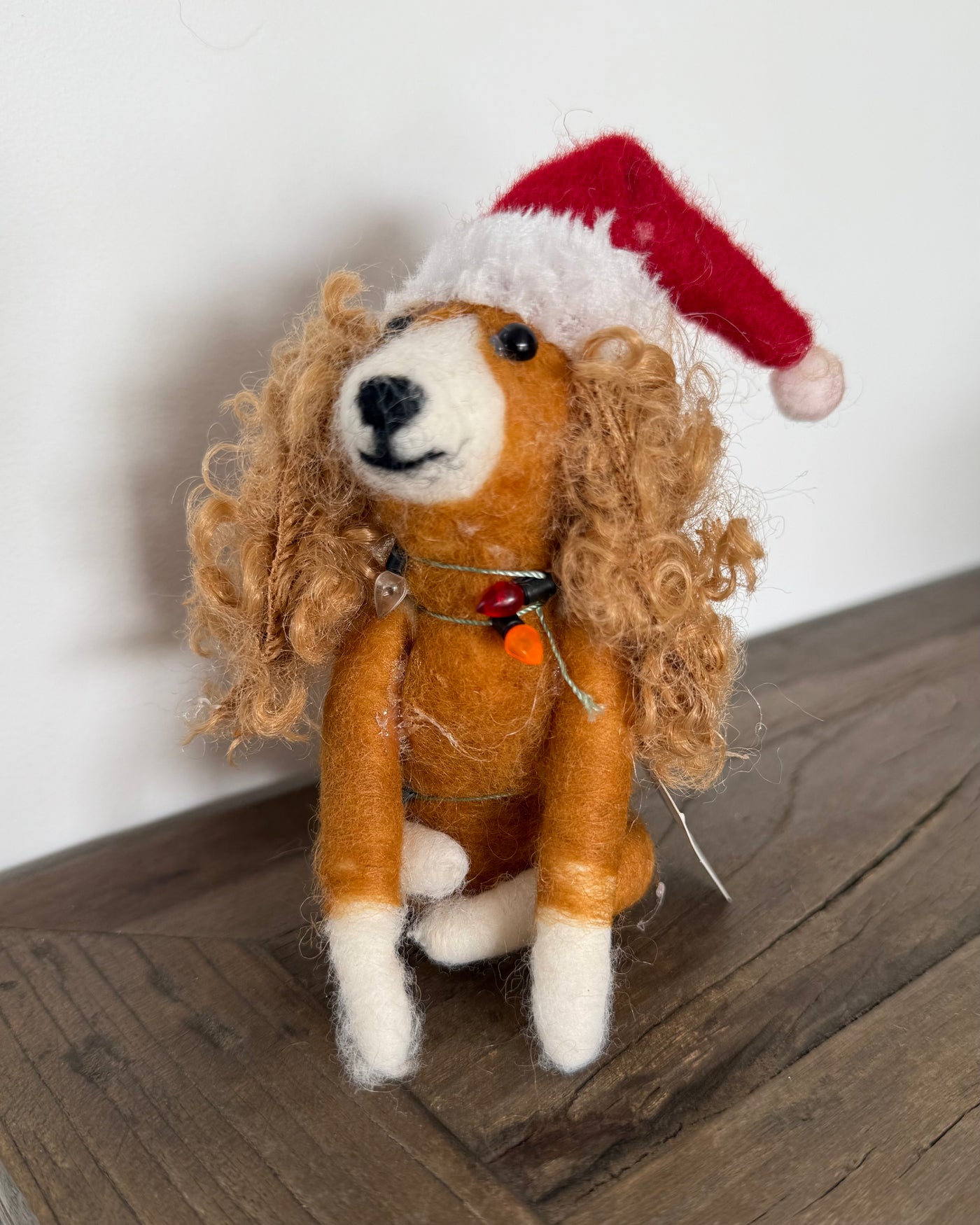 Festive Curly Hair Felt Dog
