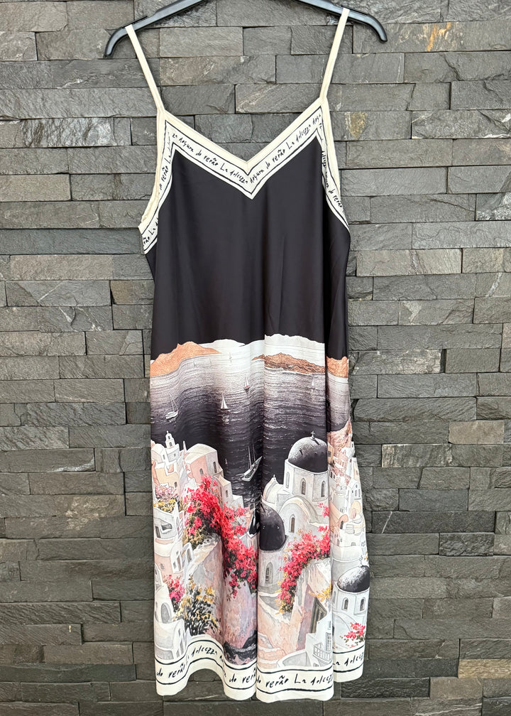Black Santorini Satin Dress
