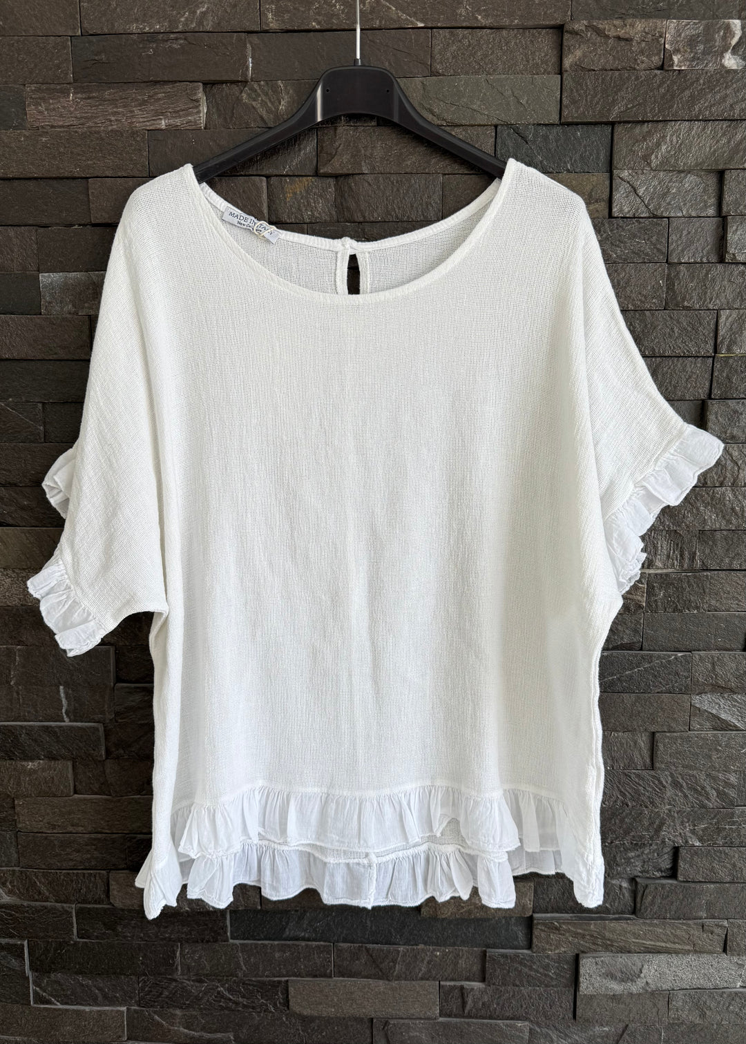White Waffle Frill Top