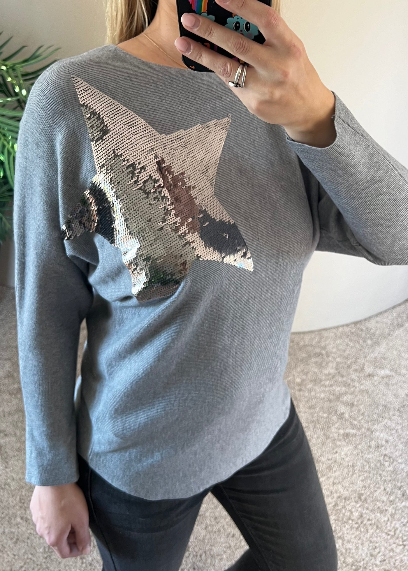 Grey Sequin Star Jumper