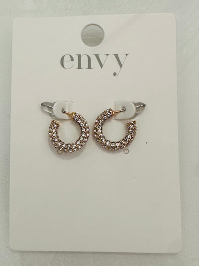 Gold Small Diamante Hoop Earrings
