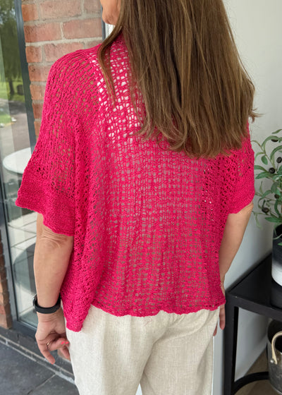 Fuchsia Pink Popcorn Cardigan