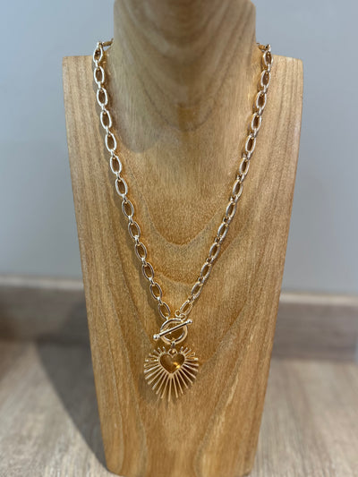 Gold Heart Burst Necklace
