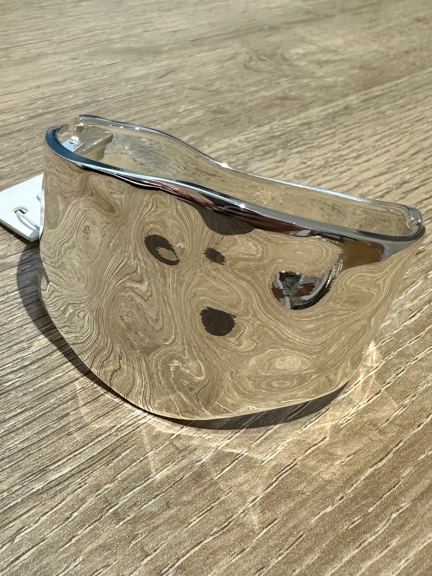 Silver Large Hammered Bangle