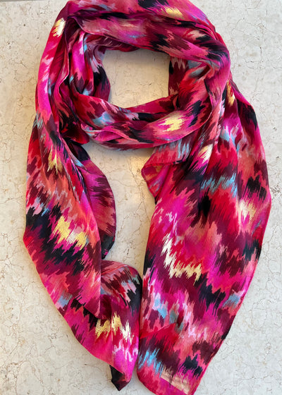 Red, Pink & Gold Ziggy Scarf