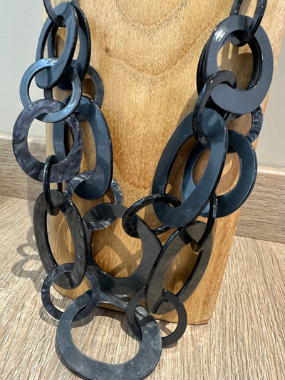 Black Resin Circles Necklace