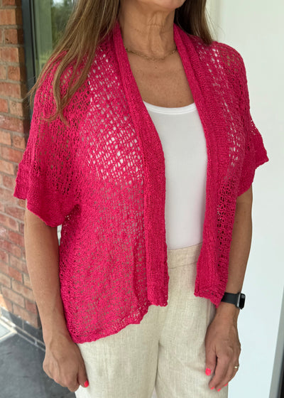 Fuchsia Pink Popcorn Cardigan