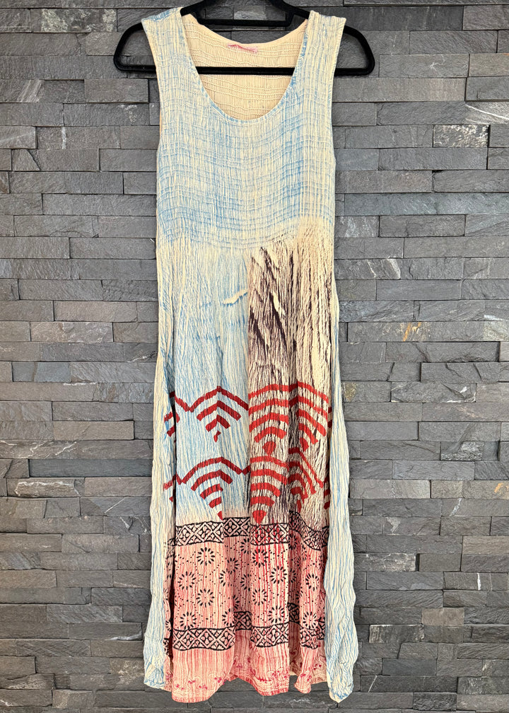 Taupe Boho Shirred Summer Dress