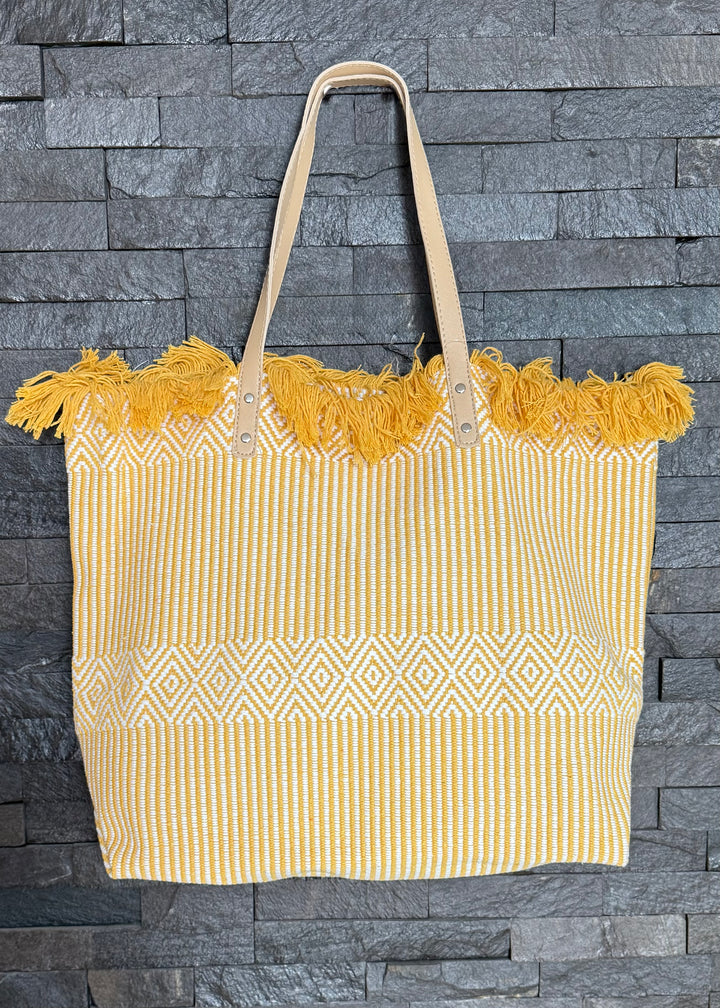 Yellow Woven Beach Bag