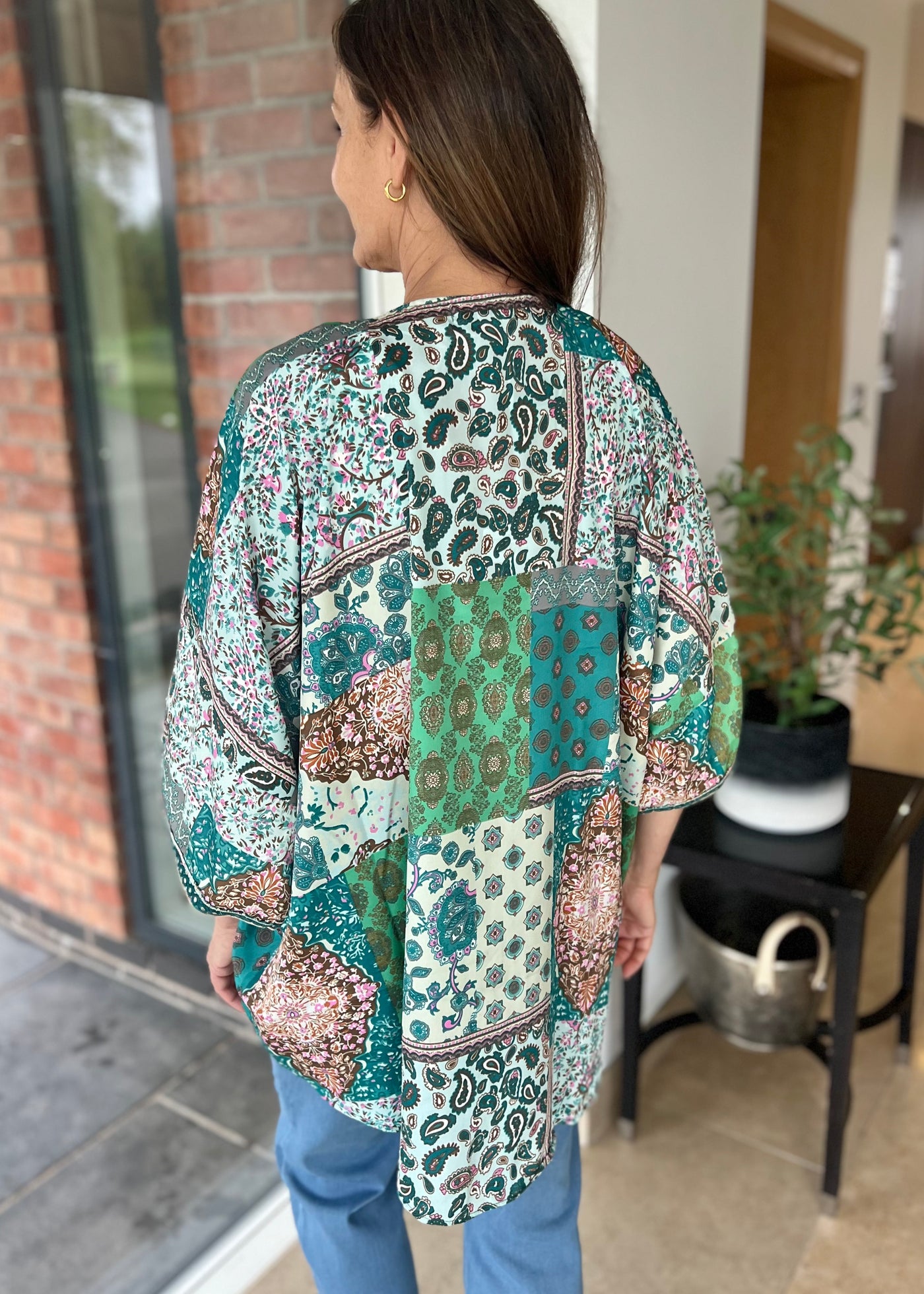 Green Boho Mirrored Kimono