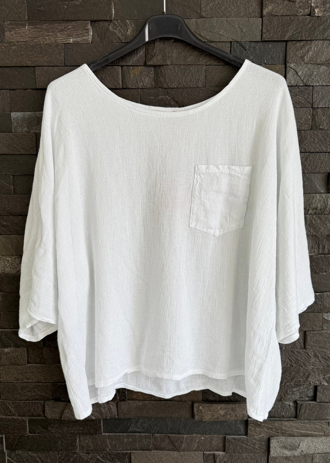 White Pocket Waffle Top