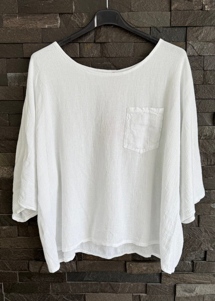 White Pocket Waffle Top