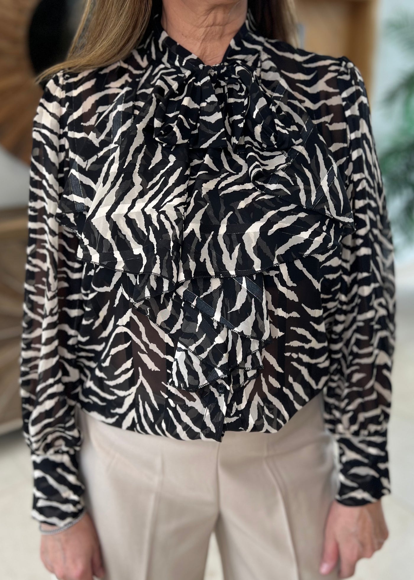 Black Zebra Pattern Blouse