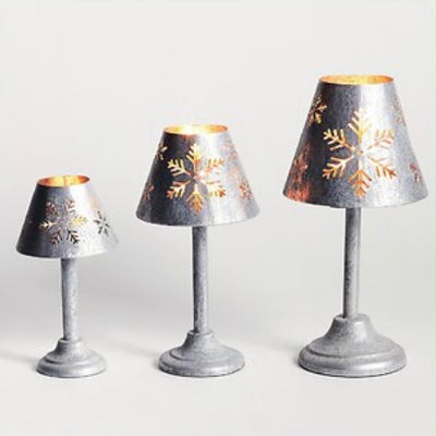 Set of 3 Silver Snowflake Tealight Lamps