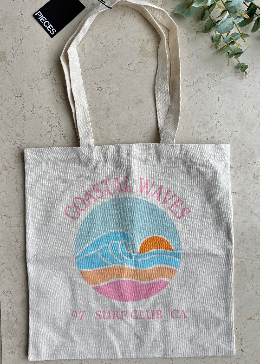 PIECES Coastal Waves Canvas Bag