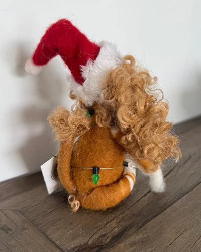 Festive Curly Hair Felt Dog