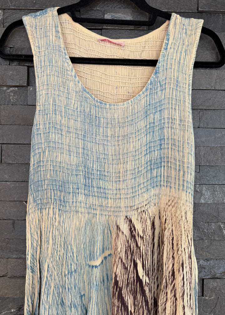 Taupe Boho Shirred Summer Dress