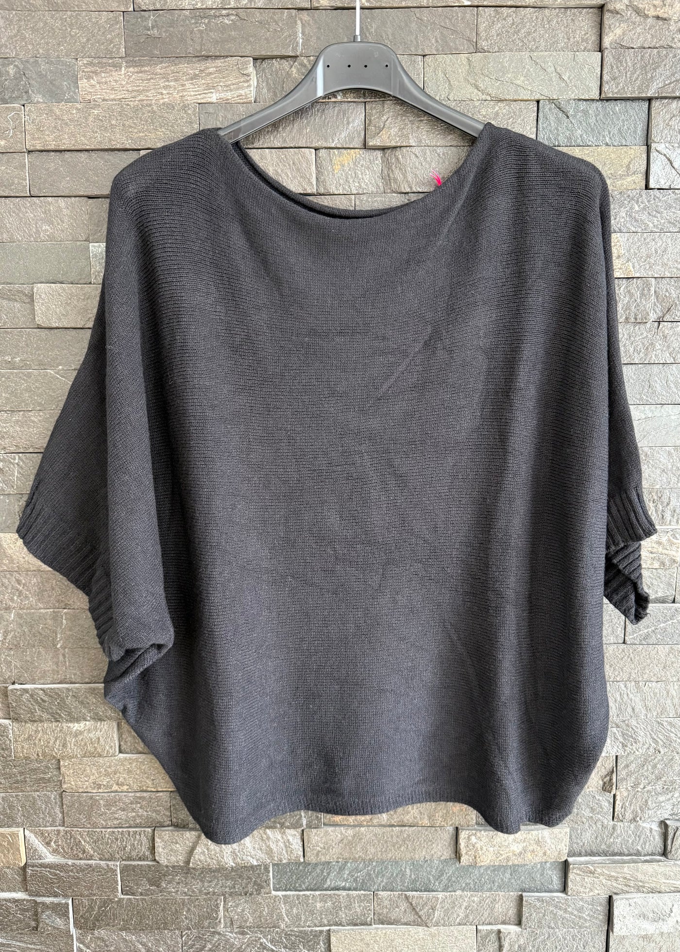 Black Rib Edge Sleeve Jumper