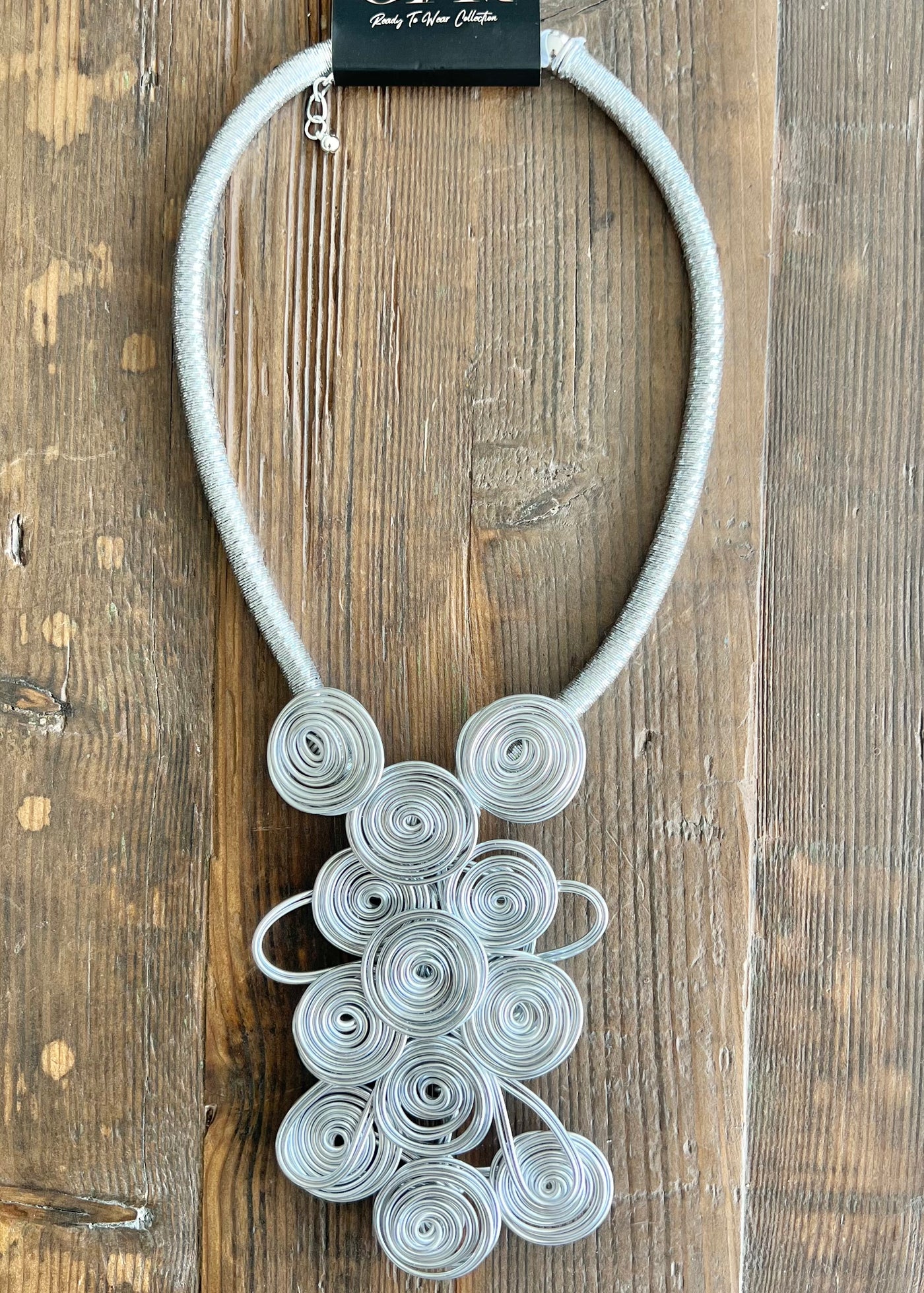 Silver Swirl Statement Necklace