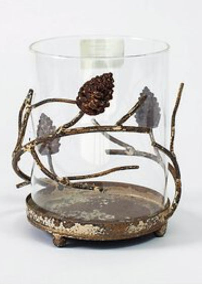 *Click & Collect Only* Distressed Pine Cone Small Hurricane Holder