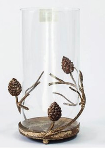 *Click & Collect Only* Distressed Pine Cone Large Hurricane Holder