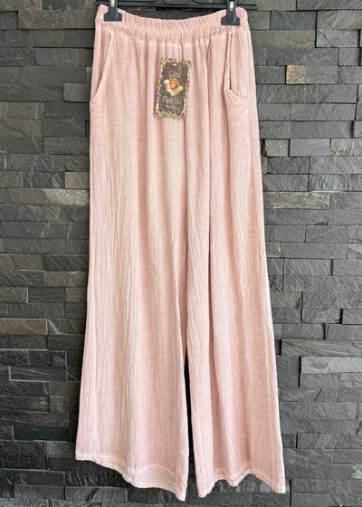 Dusky Pink Linen Mix Trousers