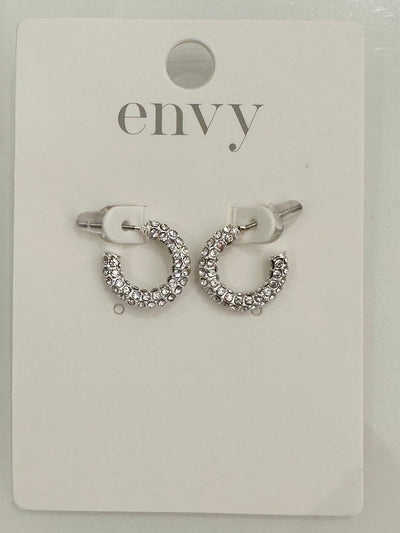 Silver Small Diamante Hoop Earrings