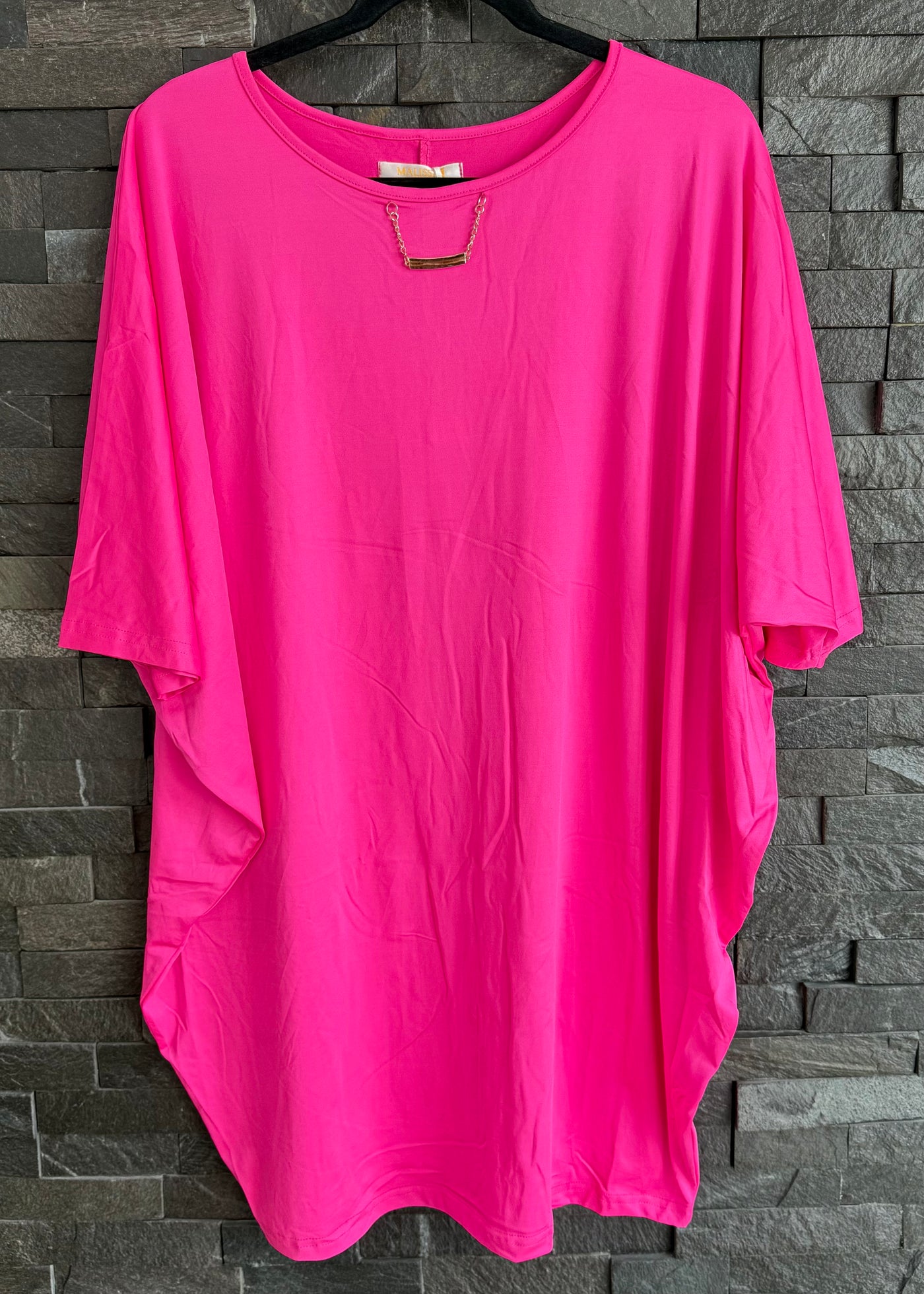 Bright Pink Longline Batwing Top